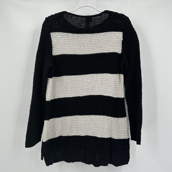 Chicos Womens Chunky Knit Sweater Size 2 US L Metallic Striped‎ - Picture 2 of 8